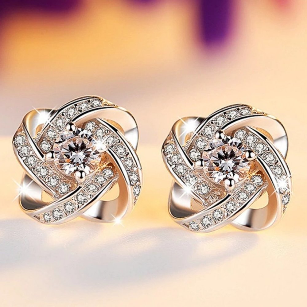 *NEW 925 Sterling Silver Diamond Infinity Earrings